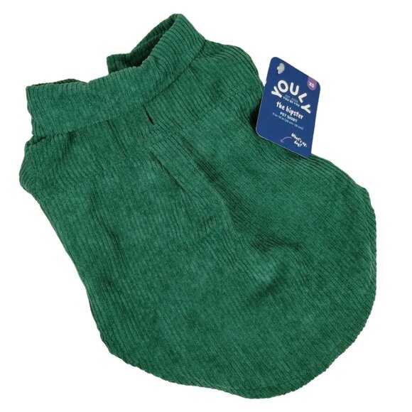 Youly Other - Youly Hipster Green Cordouroy Pet Shirt Dog Extra Small XS 11 inches